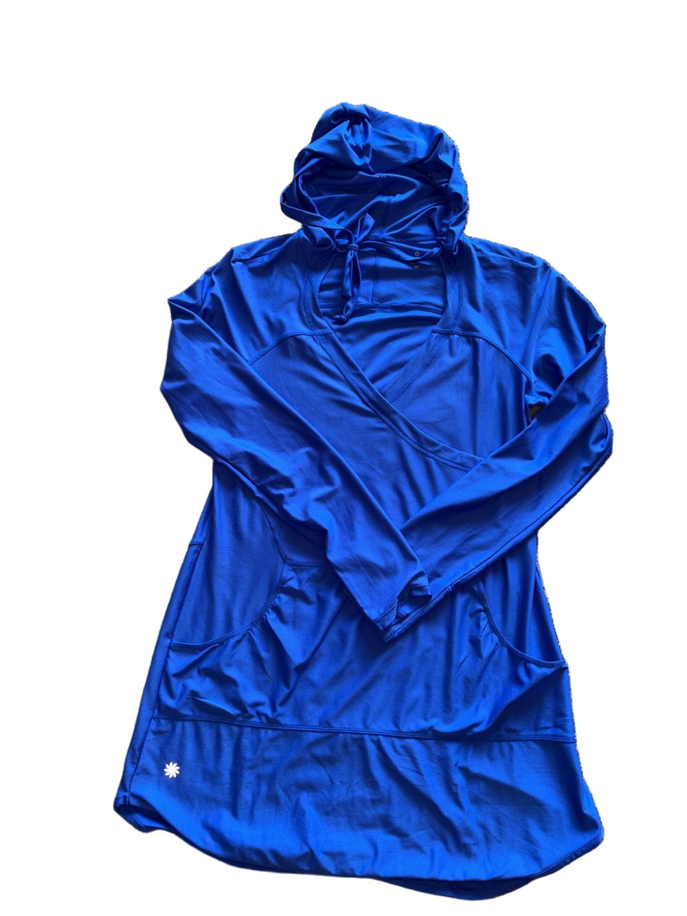 Athleta Royal Blue Hooded Swim Cover Up Dress Long Sleeve Women’s M